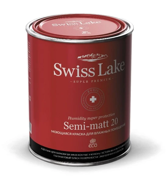 Интерьерная краска Swiss Lake Semi-matt 20 база А моющаяся 900 мл